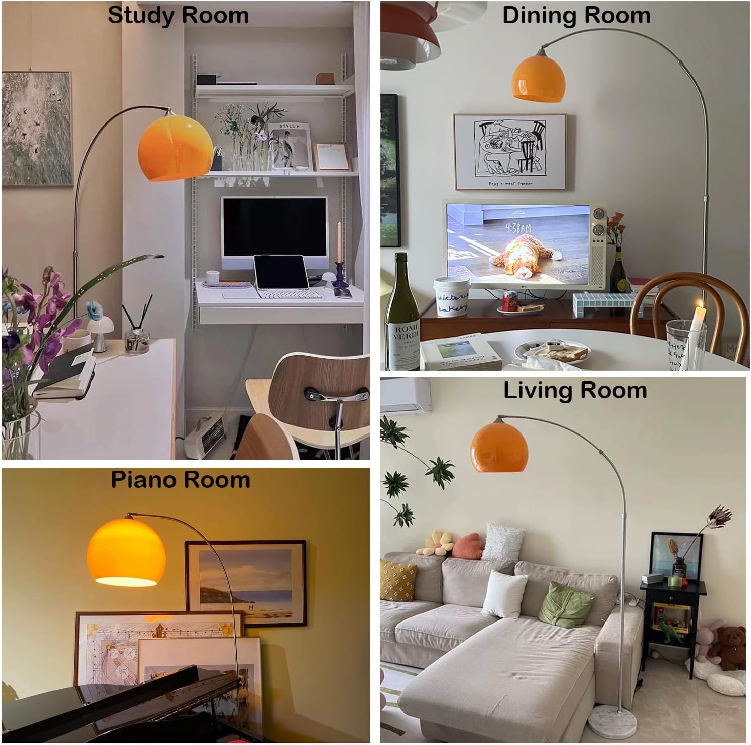 71GcW4uZq4L._AC_SL1500_.jpg Nordic Simple Floor Lamp with Orange Acrylic Shade, Arc Reading Lamp for Living Room, Study Room&Bedroom Beside,Creative Orange Standing Lamps for Ambient Lighting - Image 7