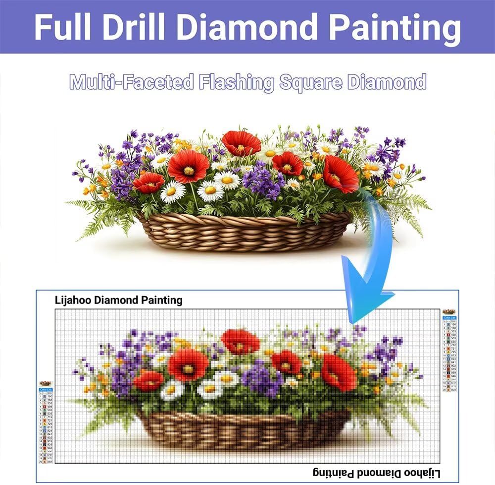 71GtEuy0gVL._AC_SL1000_.jpg Diamond Art Kits for Adults, 5D Flower Diamond Painting Kits for Beginners, DIY Simple Paint by Numbers for Adults, Full Drill Crystal Cross Stitch Embroidery Crafts for Home Decor, 250x100cm U-56 - Image 4