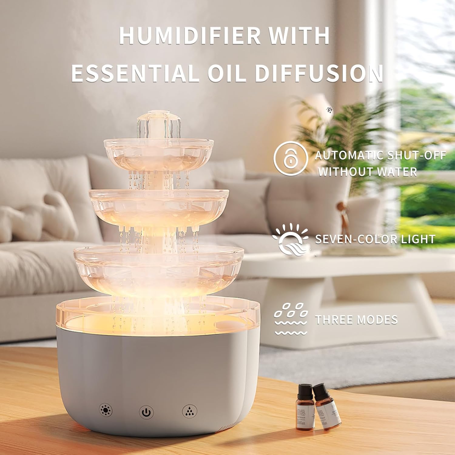 71HwdFoWlKL._AC_SL1500_.jpg Cloud Rain Humidifier for Bedroom with LED Mood Light & Essential oil Diffuser - Rain Sounds White Noise Diffuser Perfect for Bedroom, Office, and Relaxation (White) - Image 6