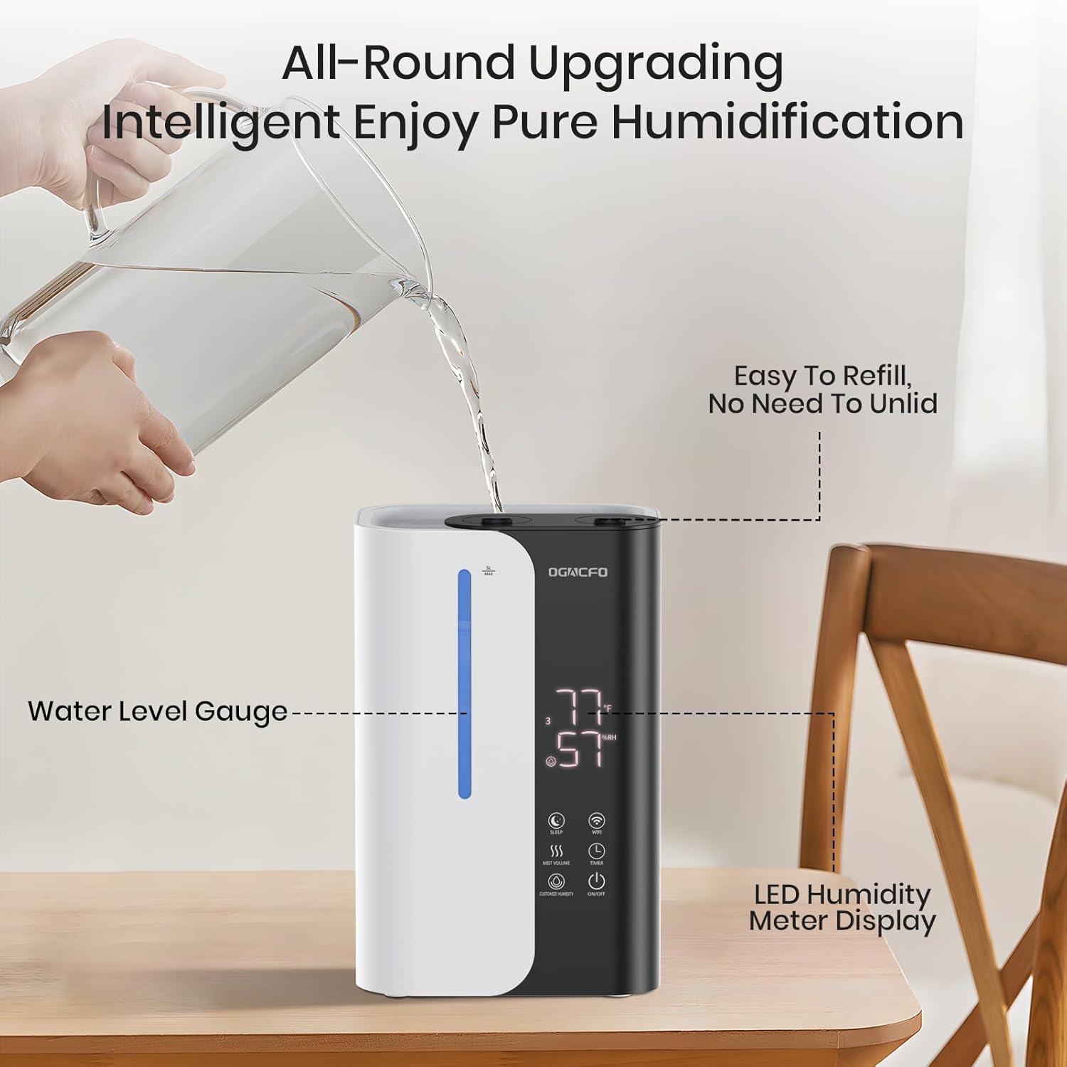 71I6mAyM78L._AC_SL1500_.jpg Cool Mist Humidifiers for Bedroom and Plants & Baby, Top Fill 5L Large Room Smart Humidifier for Home Nursery, 28 dB Quiet 50H Runtime Bedroom humidifier with Essential Oils - Image 6