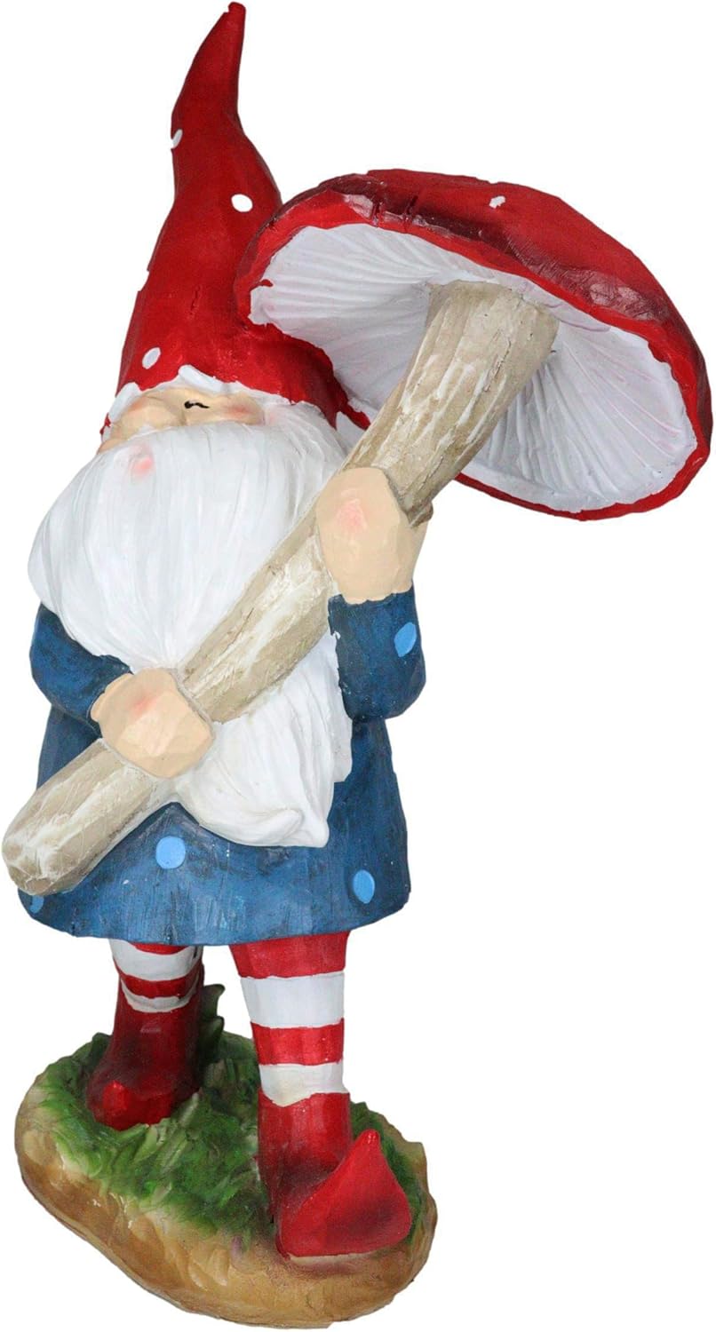 71IlG9iTcYL._AC_SL1500_.jpg Ebros Gift Large 16.25" High Whimsical Adventuring Festive Holiday Garden Gnome Walking with Giant Toadstool Mushroom Umbrella Figurine Travelling Gnomes Home Decor Sculpture - Image 6