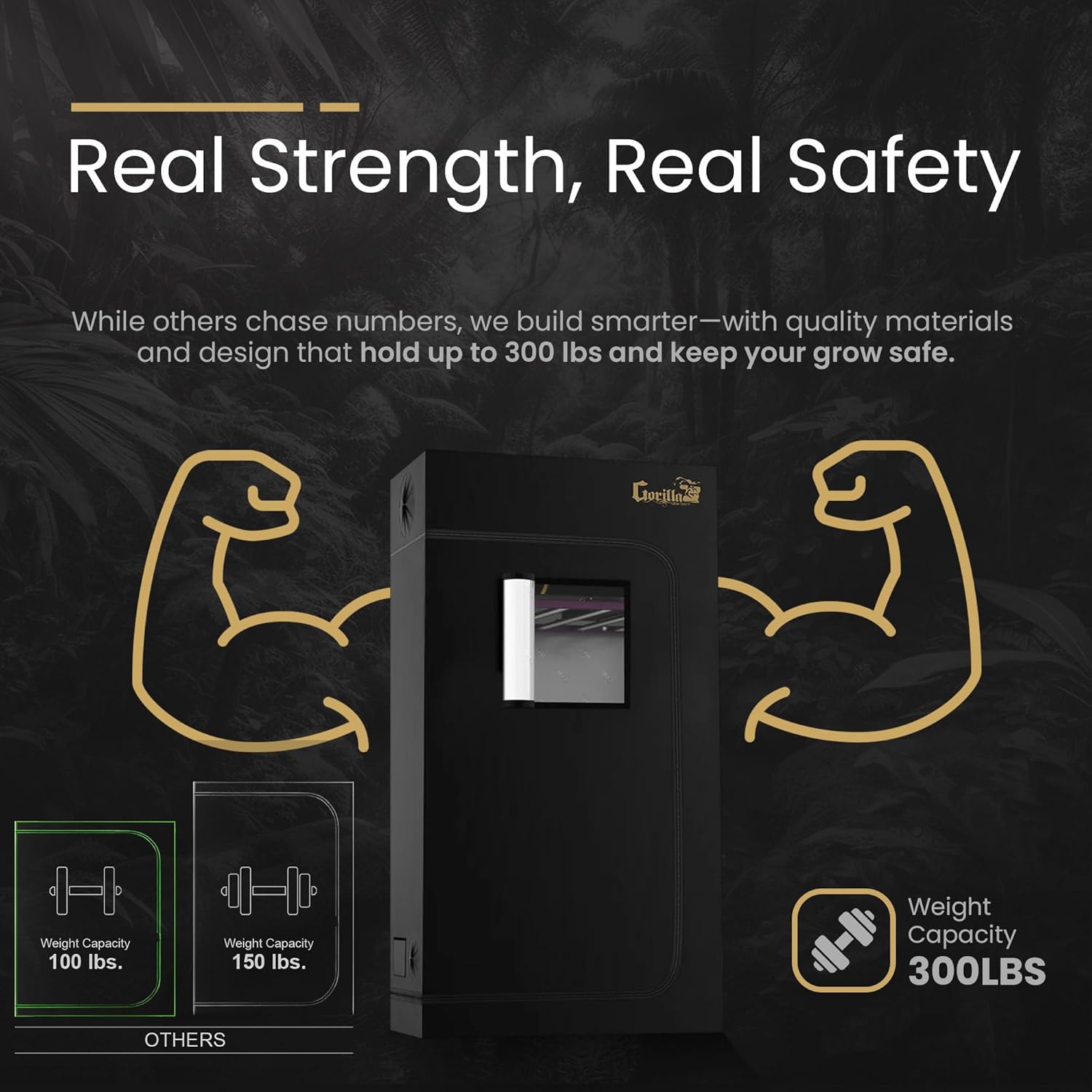 71JdN5woGFL._AC_SL1500_.jpg Gorilla Grow Tent 2 x 4 x 6'11" - Tallest Fixed Height Premium Indoor Grow Tent, Thickest & Most Durable Gorilla Canvas, Strongest w/ 300lb Hang Capacity, Hydroponic Tent w/Optional Accessories - Image 5