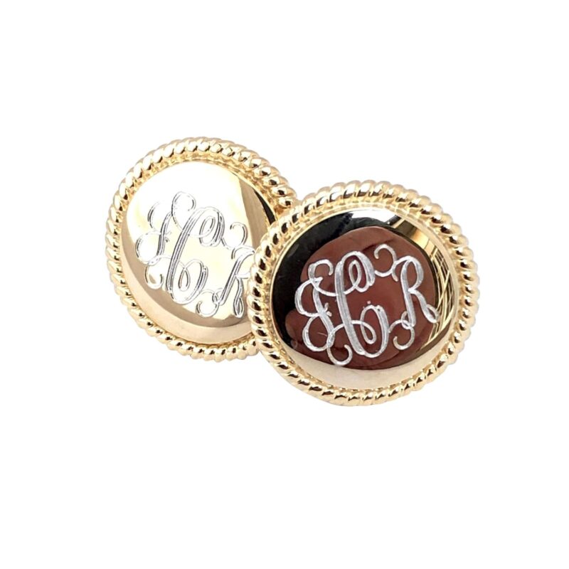 Monogram Rope Edge Earrings Gold Plated Over Sterling Nautical Style