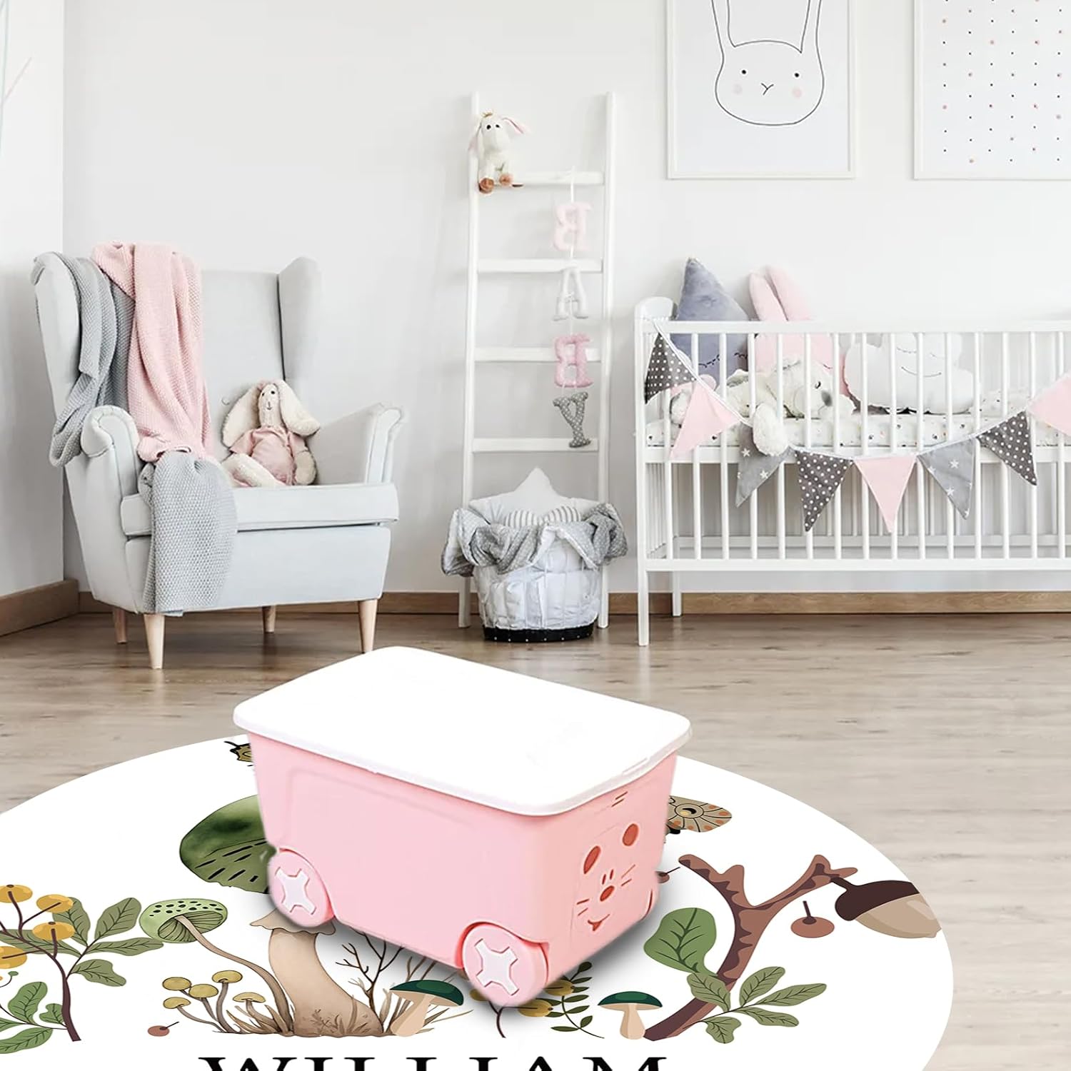 71KJvFYjw9L._AC_SL1500_.jpg Personalized Baby Crib Bedding Set: Nursery 4 Piece Crib Set with Custom Baby Name - Mushroom Pattern Bedding Set for Baby Boys Girls - Soft Chic Blanket and Fitted Crib Sheet for Newborns - Image 6