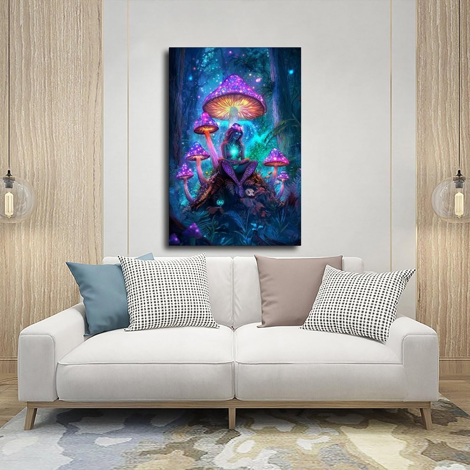 71LxqM4GKTL._AC_SL1500_.jpg XAHOR Mystical Mushroom Oracle Wall Art – Psychedelic Forest Witch Poster for Boho Decor Poster Canvas Artwork Prints Rustic Farmhouse Decorations for Living Room Bathroom Bedroom 24x36inch(60x90cm) - Image 5