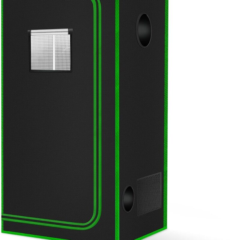 MELONFARM 3x3 Grow Tent, 34"x34"x72'' High Reflective 600D Diamond Mylar Canvas with Observation Window and Floor Tray for Hydroponic Indoor Plant Growing