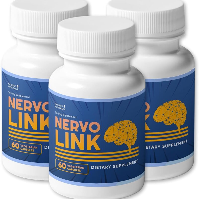 Nervolink - 100% Natural Supplement for Nerve-Support & Energy Boost, with Reishi, Shiitake, and Lion’s Mane Mushrooms, Made in USA, Non - GMO - 60 Capsules, 3 Month Supply