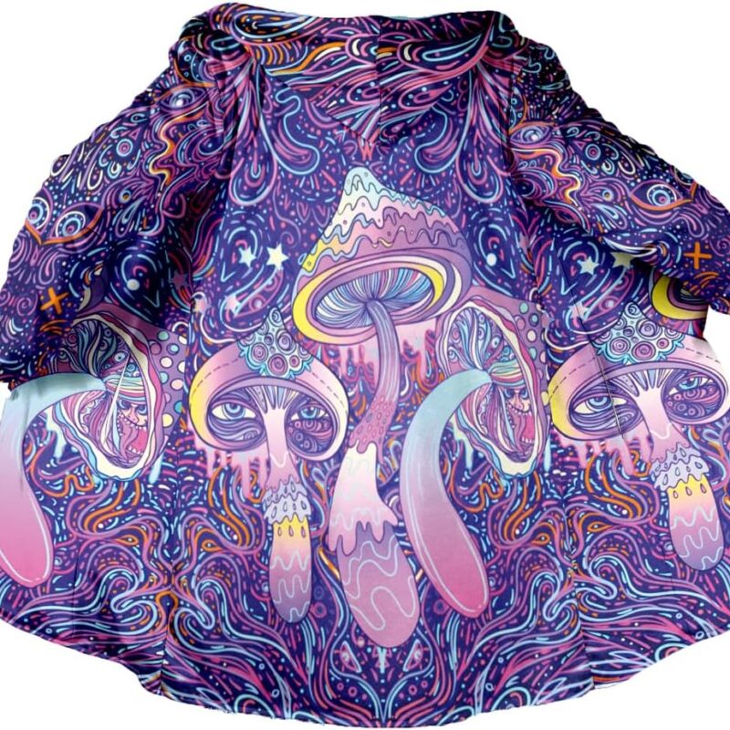 Thick Warm Hooded Cloak For Men Trippy Psychedelic Mushroom Fungus Overcoat Coat Windproof Fleece Jacket
