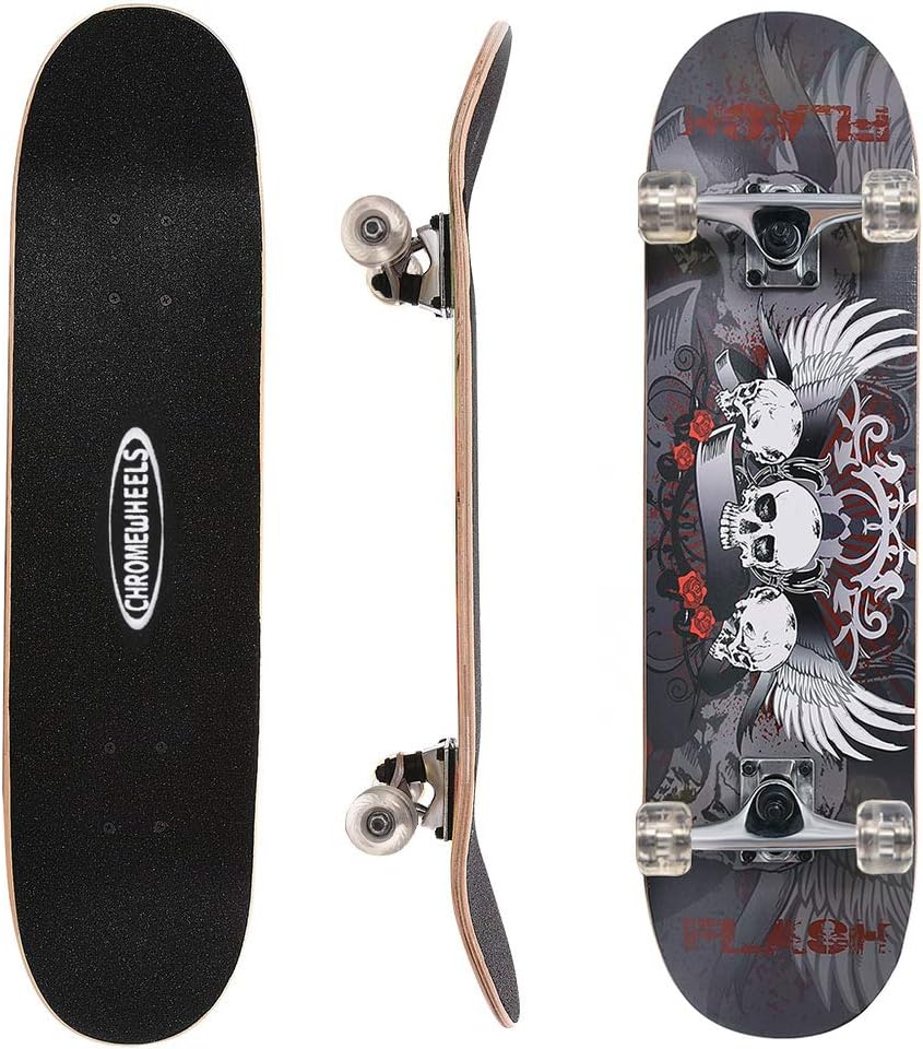 71TI4lzxSL._AC_SL1000_.jpg ChromeWheels 31 inch Skateboard Double Kick Skate Board Cruiser Longboard 8 Layer Maple Deck Skateboards for Kids and Beginners