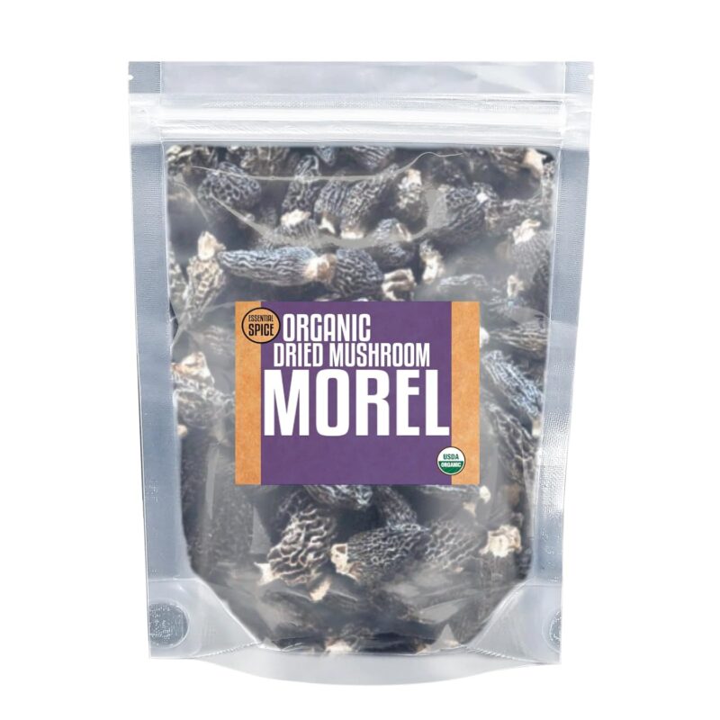 Essential Spice Dried Organic Morel Mushrooms, 8 oz – Whole, Rich Earthy & Nutty Flavor – Gourmet Wild Mushrooms for Sauces, Risottos, Pasta & Steaks – Easy to Rehydrate, Premium Pantry Staple