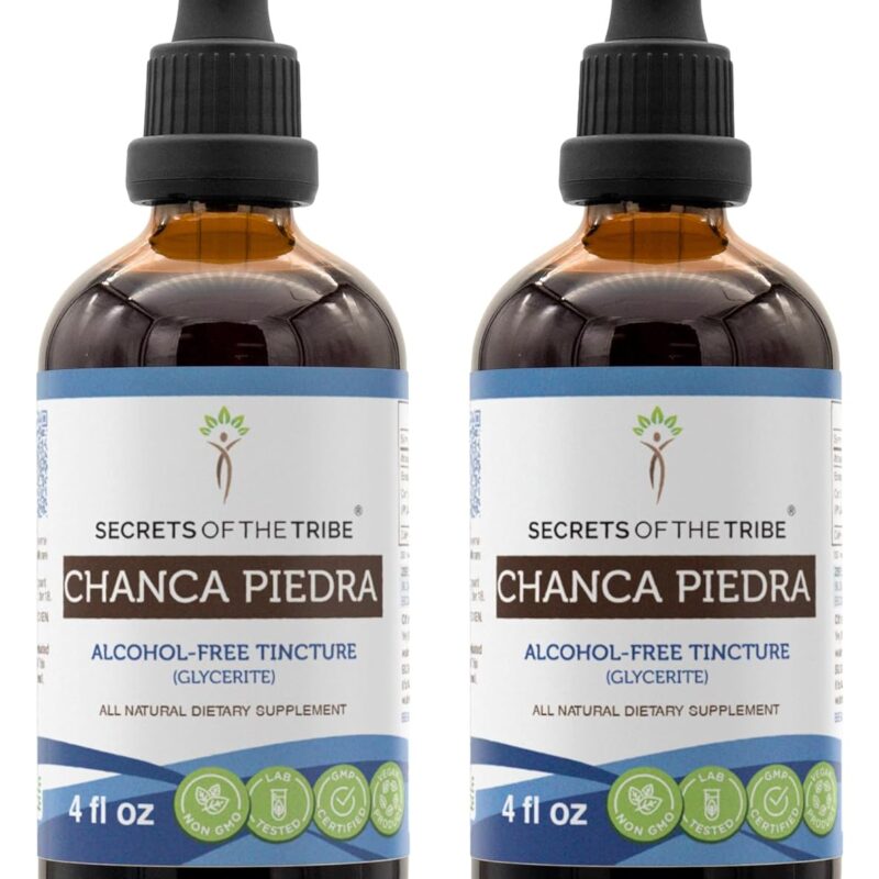 Secrets of the Tribe Chanca Piedra Alcohol-Free Tincture Extract, Chanca Piedra (Phyllanthus niruri) Dried Herb Tincture Supplement (2x4 FL OZ)