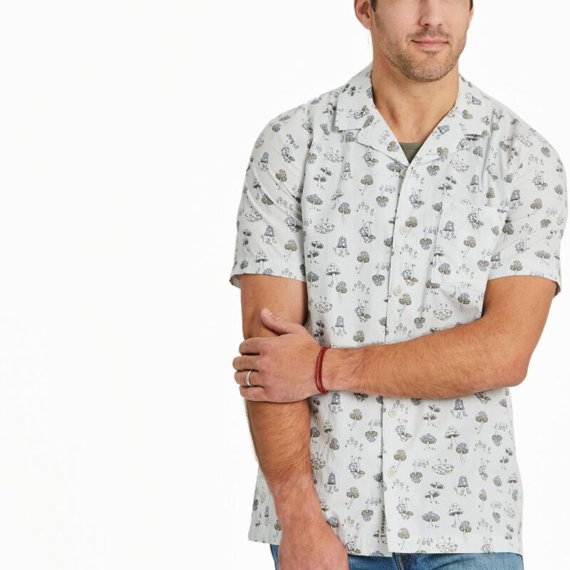 Life is Good - Mens Groovy Mushroom Pattern Camp Shirt