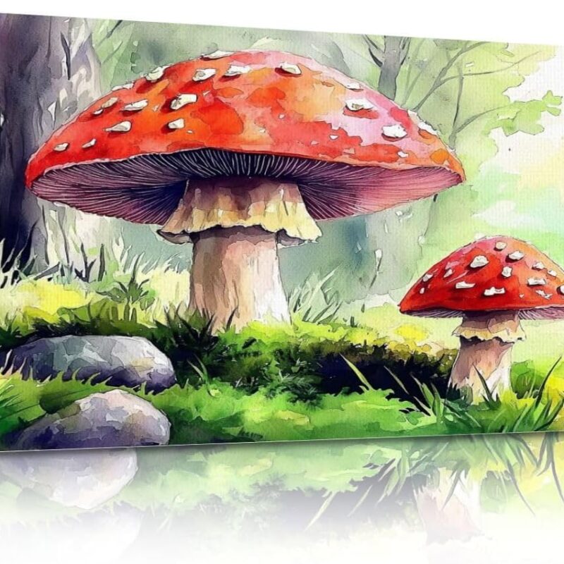 Canvas Wall Art Farmhouse Mushroom Botanical Nature Landscape Aesthetic Mushrooms Modern Canvas Paintings Wall Painting Room Decor Wall Decor for Bedroom Bathroom Kitchen Ready to Hang 20x40inch