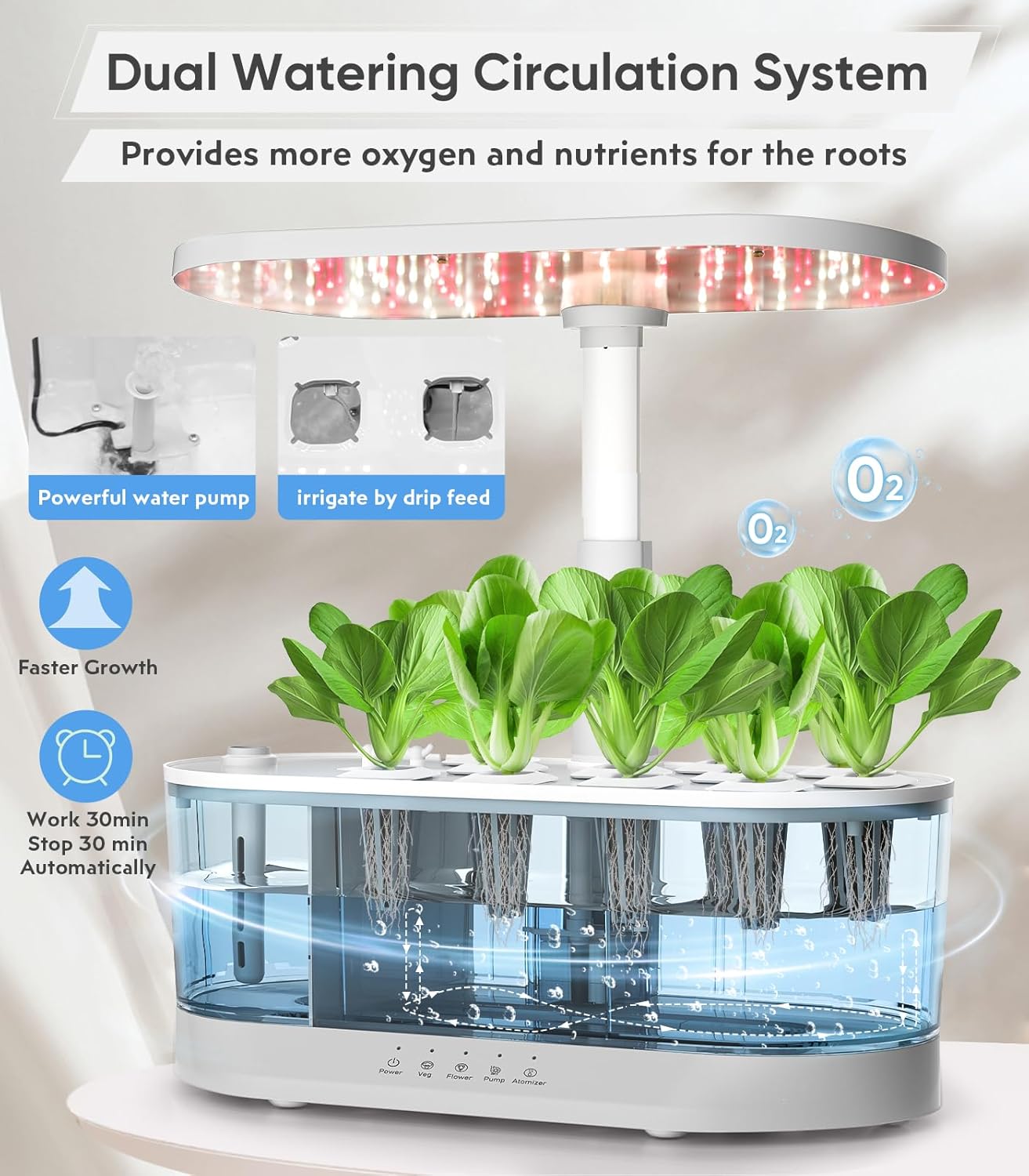 71XQFeAOYwL._AC_SL1500_.jpg Hydroponics Growing System: 11Pods Indoor Garden Plant Germination Kit with Humidifier, Hydroponic Growing System Herb Garden with Height Adjustable LED Grow Light, Men Dad Grandpa Gifts for Women - Image 3