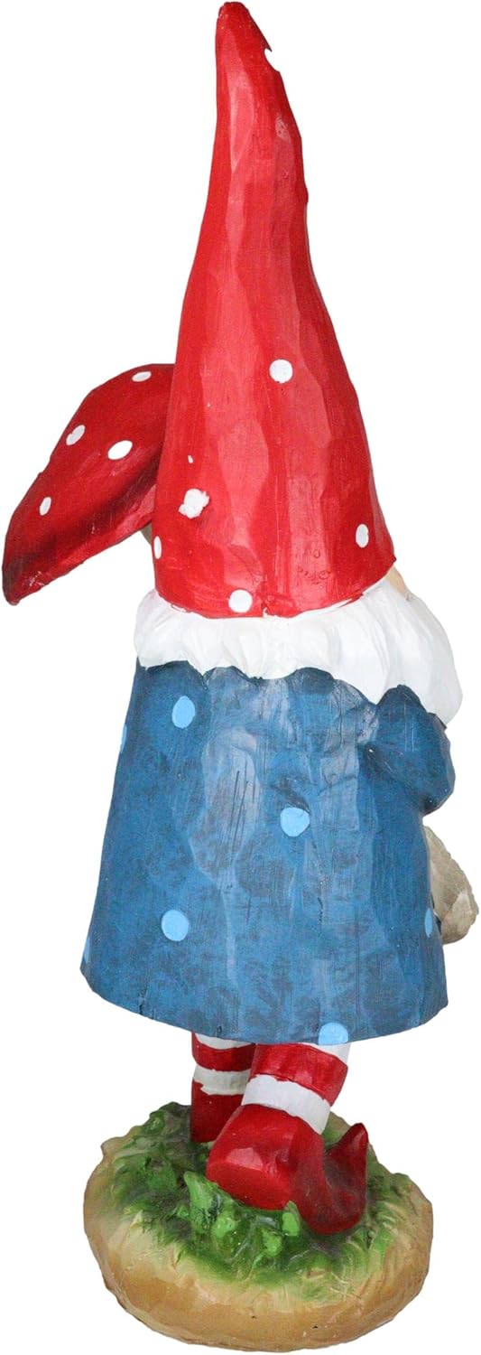 71XXarDVOGL._AC_SL1500_.jpg Ebros Gift Large 16.25" High Whimsical Adventuring Festive Holiday Garden Gnome Walking with Giant Toadstool Mushroom Umbrella Figurine Travelling Gnomes Home Decor Sculpture - Image 4