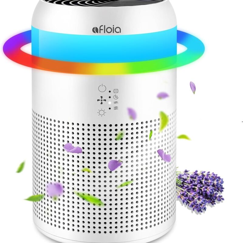Afloia Air Purifiers for Bedroom Dorm with 7 Colors Light & Fragrance Sponge for Home Office Living Room, Small Desktop Air Purifier for Pet Dander Mold Pollen Odor Smoke Dust