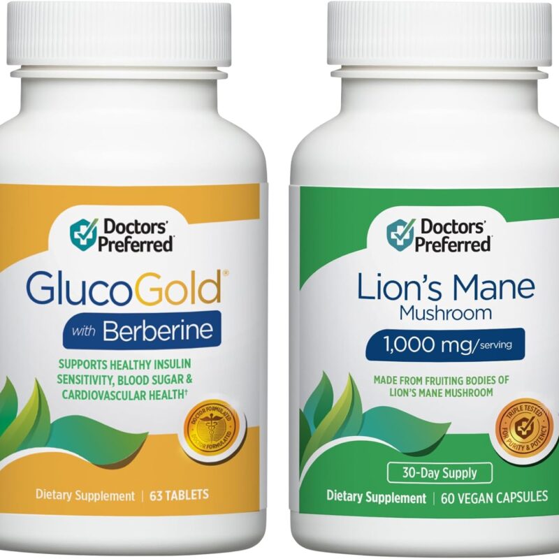 DOCTORS' PREFERRED GlucoGold with 1500mg per Day of Berberine & Lion's Mane Mushroom Supplement