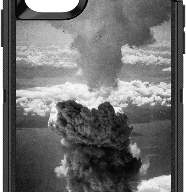 DistinctInk Case for iPhone 13 (6.1" Screen) - Replacement for OtterBox Defender Custom Black Case - Nuclear Mushroom Cloud