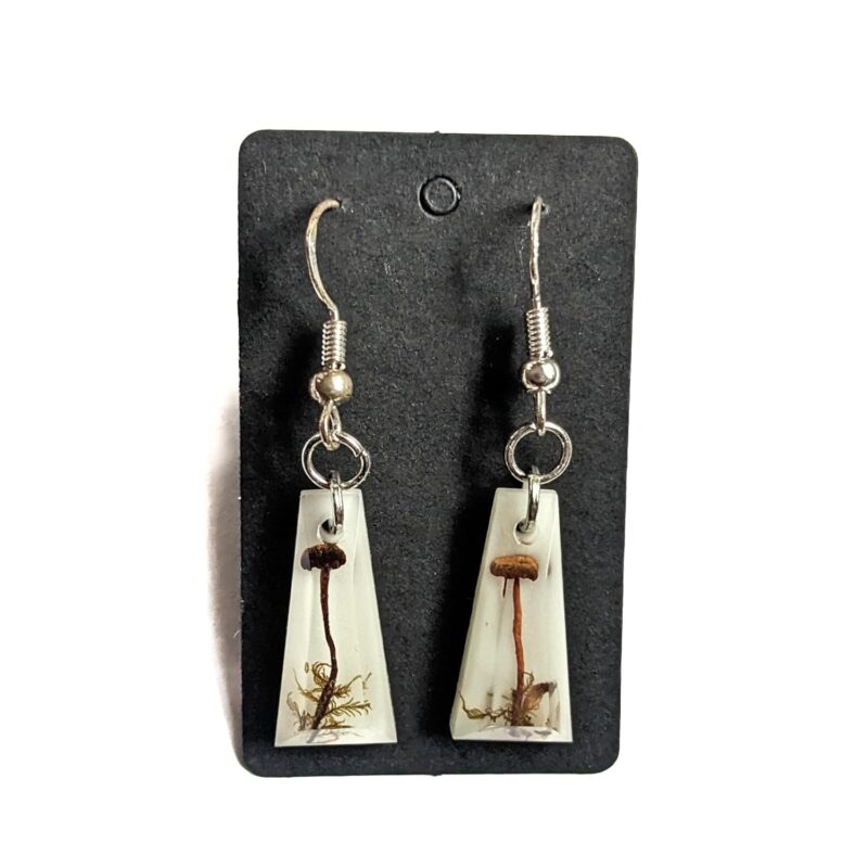 Real Mushroom Resin Crystal Earrings - Glow-in-the-Dark - EXTRA Small - Nature Lover Terrarium