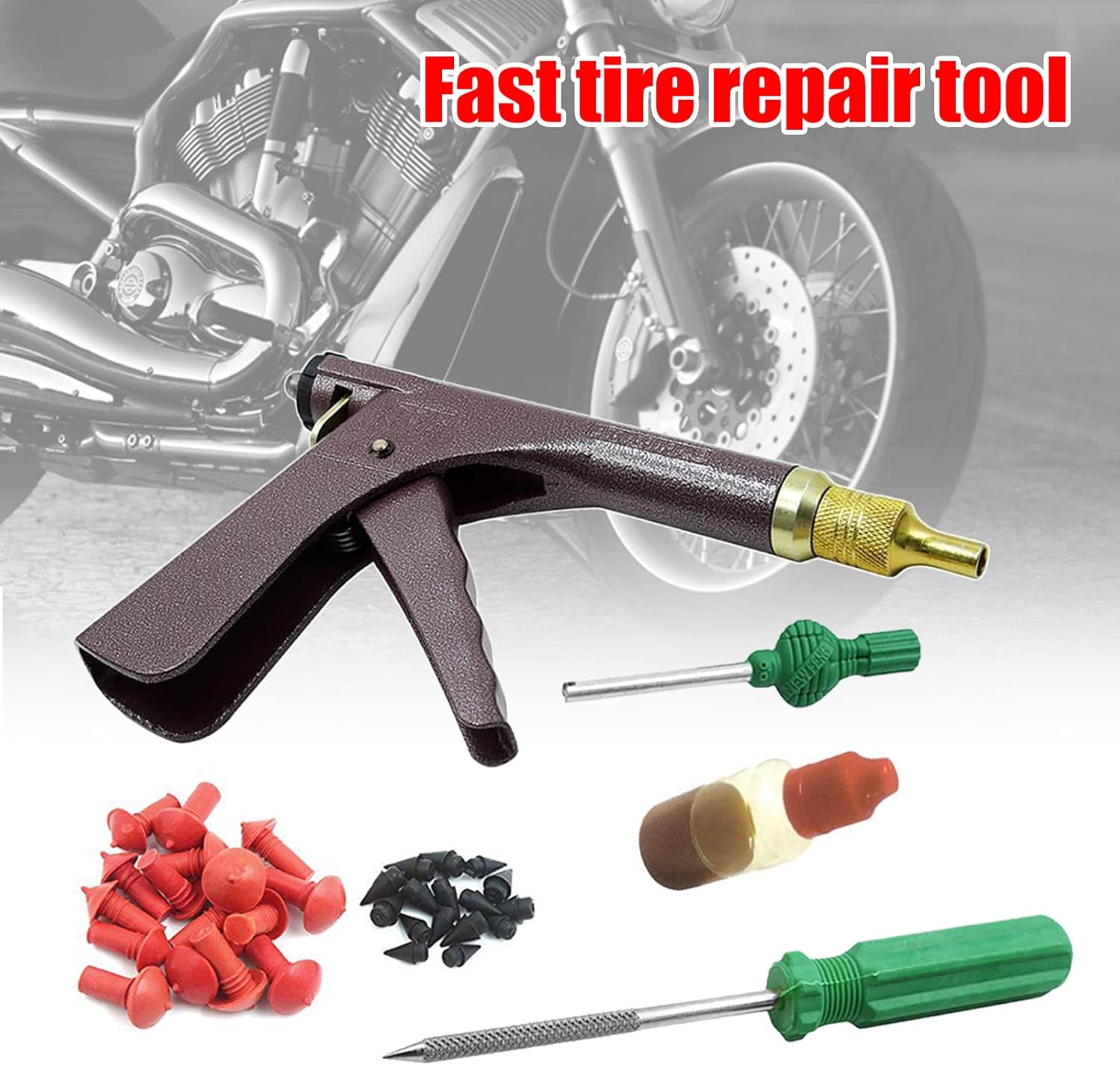 71d4S3TKU2S._AC_SL1500_.jpg VideoPUP Tire Plug Gun Repair Kit, Motorcycle Mushroom Tire Plug Kit Tubeless Wheel Vacuum Tyre Repair Tool Kit for Motorcycle Dirt Bike ATV Lawn Mower - Image 6