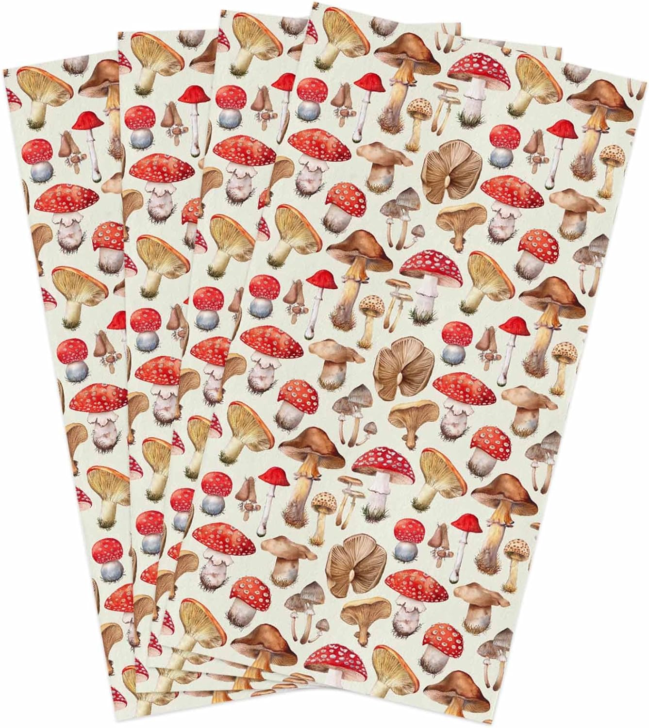 71e1U1AX6cL._AC_SL1500_.jpg Mushroom Microfiber Kitchen Towels Pack of 4, Vintage Plants Red Brown Mushroom Ultra Soft Absorbent Kitchen Dish Cloths Tea Towels, Reusable Lint Free Kitchen Dishcloth Towels