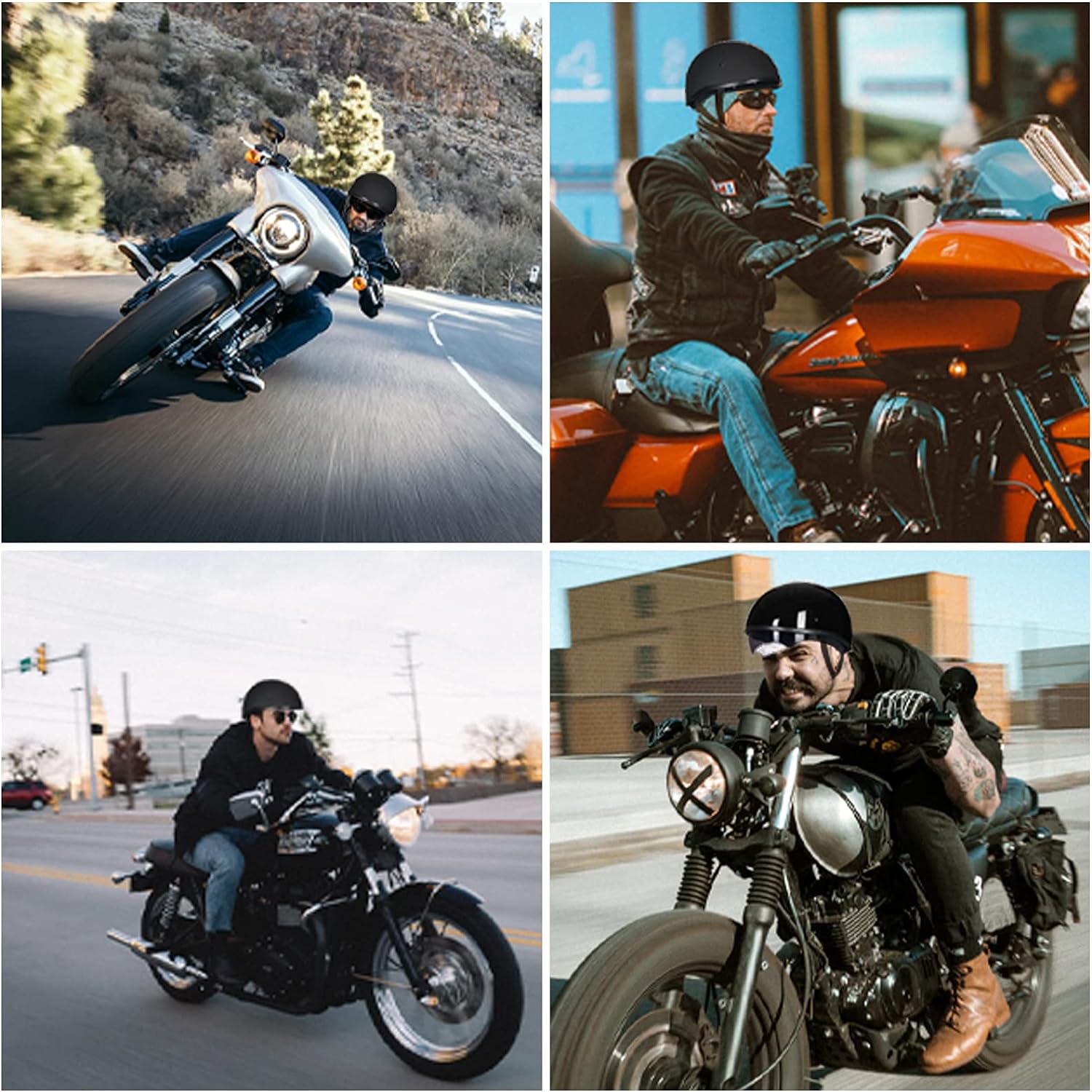 71gr7OtivjS._AC_SL1500_.jpg ILM Motorcycle Half Helmet with Sunshield Quick Release Strap Half Face Fit for Cruiser Scooter DOT Approved 883V (Gloss Black, X-Large) - Image 5