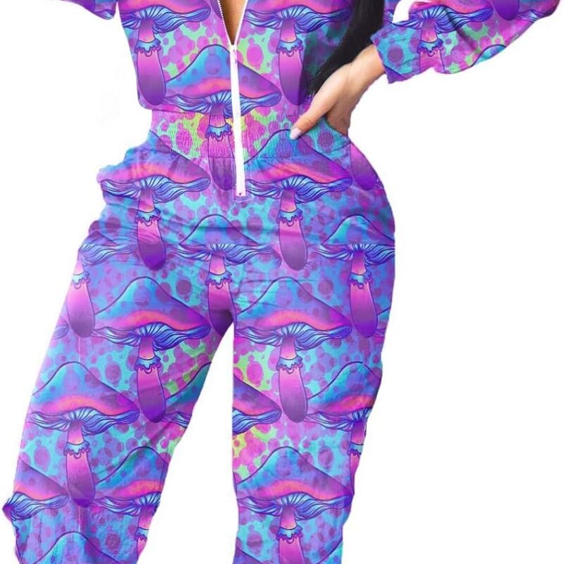 EOSIEDUR Women's Pullover Hoodies Jumpsuit Zipper Jacket Windbreaker Elastic Waistband Pants One Piece Outfits Tracksuit Set