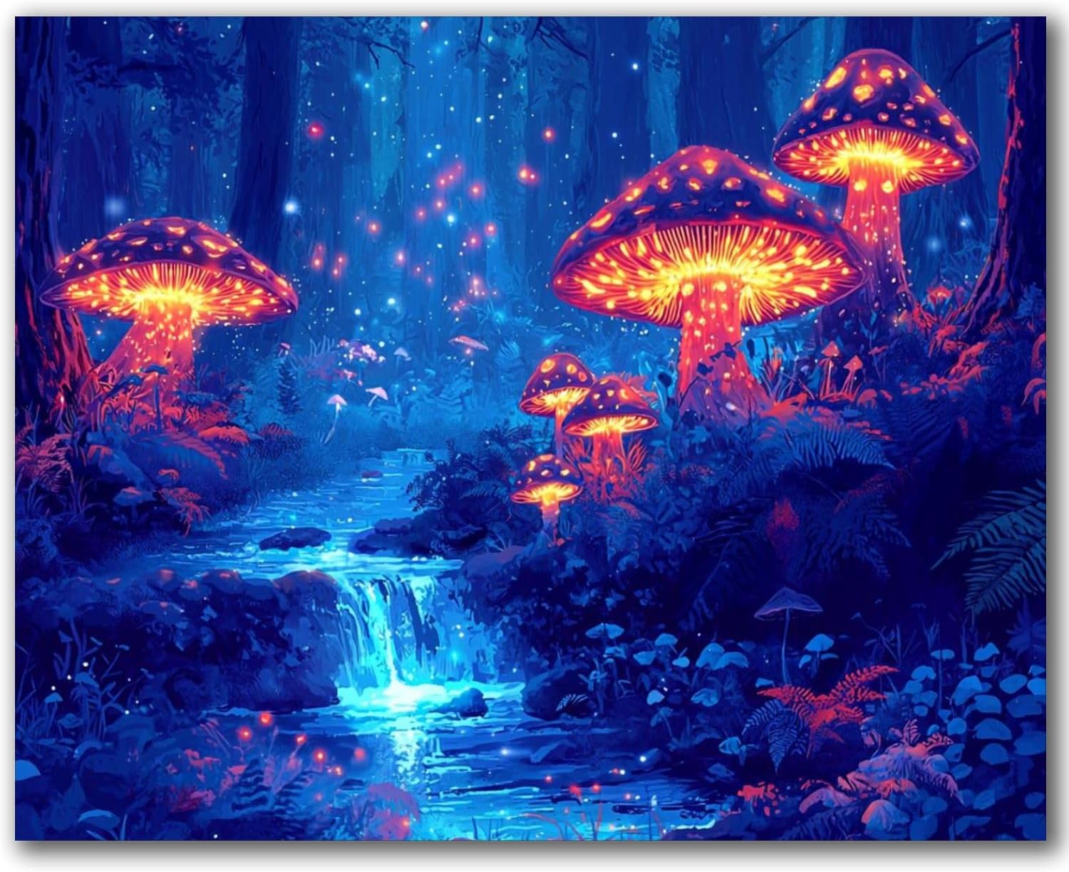 71hryVaiK0L._AC_SL1500_.jpg Paint by Numbers Kit for Adults Beginner Mushroom Mushrooms Forest Glowing Sparkling Lights Stream Vegetation DIY Framed Painting by Numbers Canvas Acrylic Oil Painting for Home Decor Gifts 16"x20"