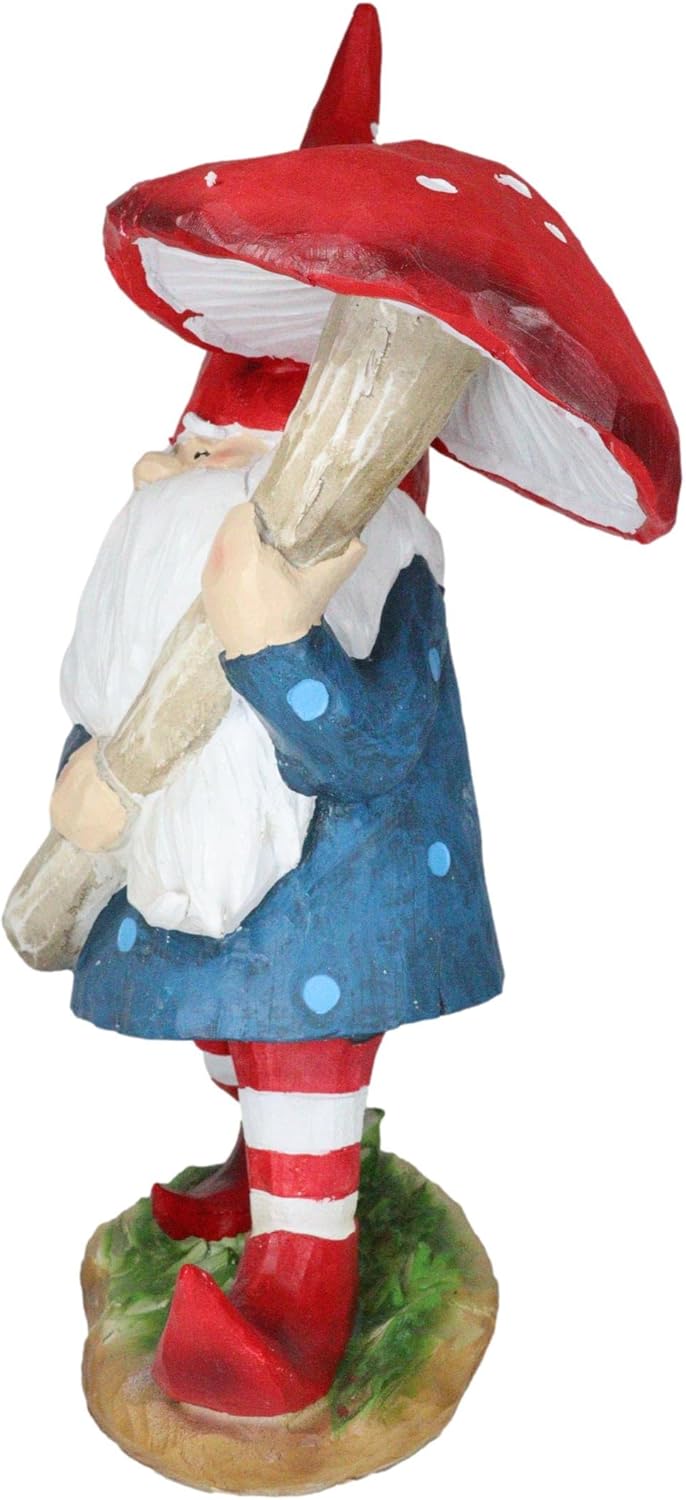 71jdyDG7uL._AC_SL1500_.jpg Ebros Gift Large 16.25" High Whimsical Adventuring Festive Holiday Garden Gnome Walking with Giant Toadstool Mushroom Umbrella Figurine Travelling Gnomes Home Decor Sculpture - Image 7