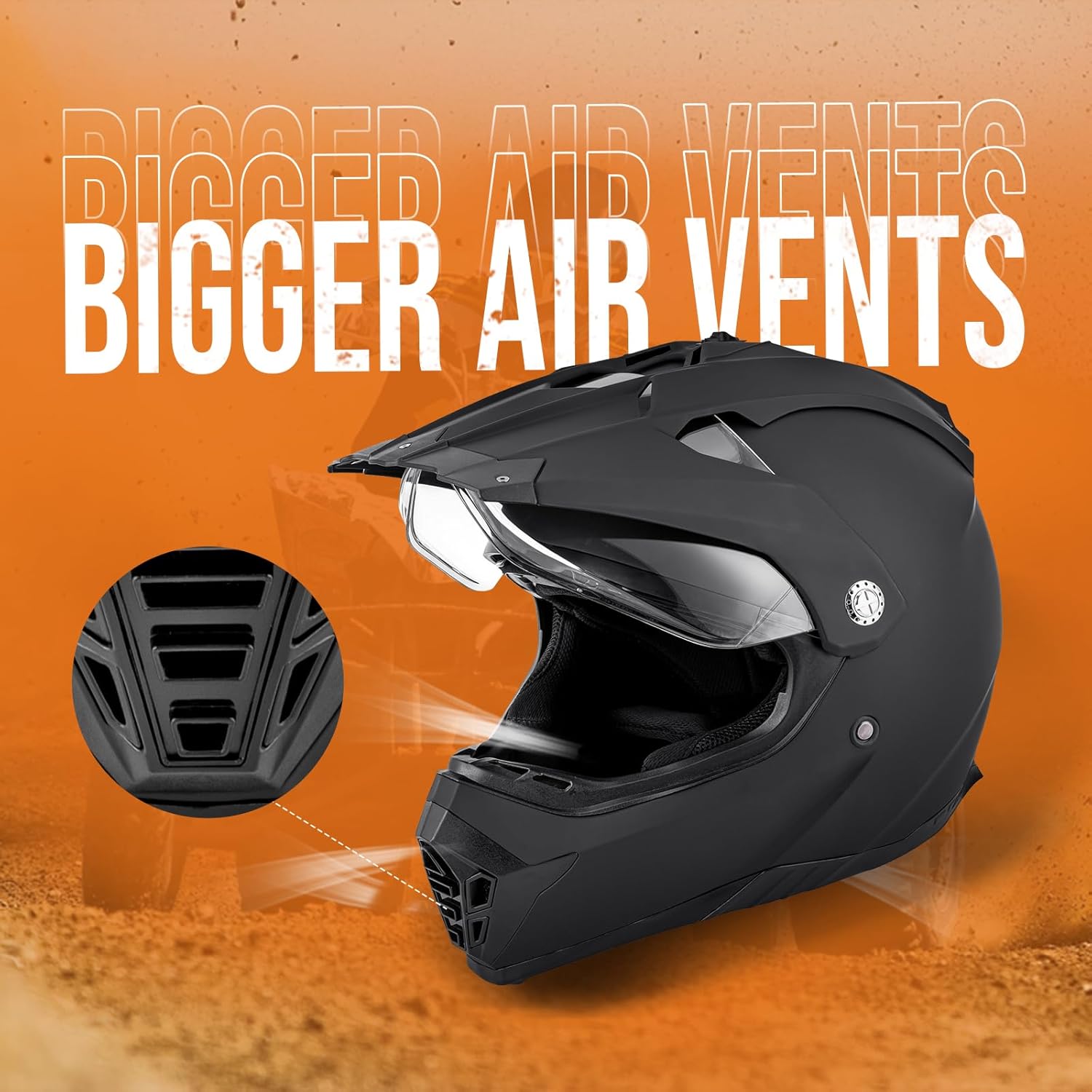 71jf-H8zbYL._AC_SL1500_.jpg Off Road Motorcycle Dual Sport Helmet Full Face Helmet Dual Visor Dirt Bike ATV Motocross Helmet with Mask & Gloves for Unisex-Adult-Matte Black, XL - Image 3