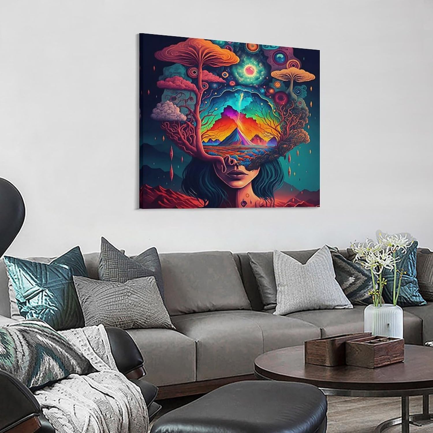 71jtWJQk3sL._AC_SL1500_.jpg Psychedelic Mushroom Art Poster (6) Room Aesthetic Poster Print Art Wall Painting Canvas Posters Modern Bedroom Decor 20x20inch(50x50cm) - Image 3