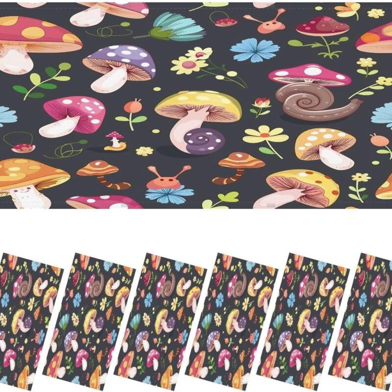 6 Pack Fluorescent Light Covers for Ceiling Lights Seamless repeated surface pattern design mushrooms snails butterflies Magnetic Light Filters Diffuser Shade for Classroom Home Office School