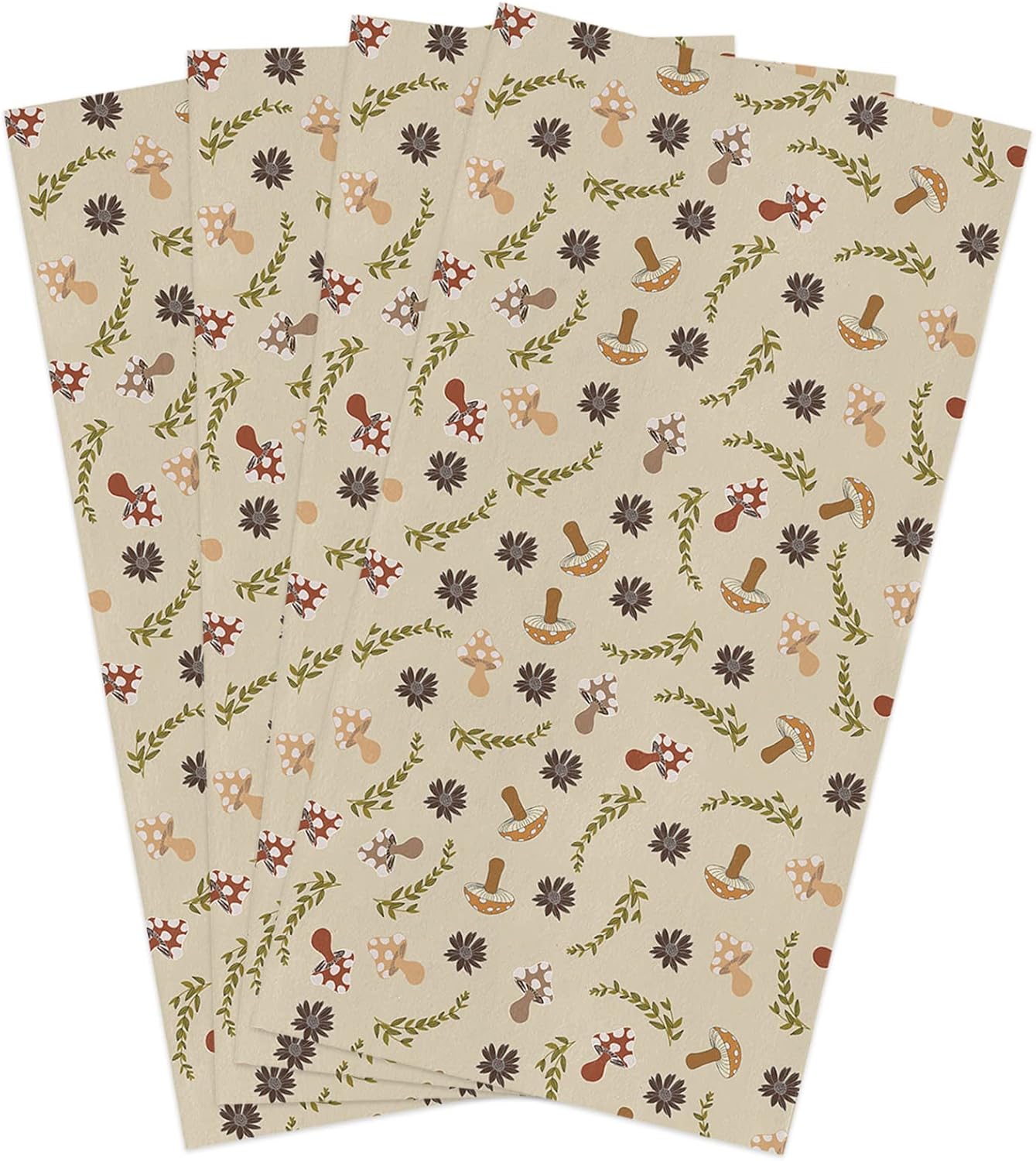 71mHFaY5wBL._AC_SL1500_.jpg Mushrooms Kitchen Towels 4 Pack Dish Towels for Kitchen, Flowers Botanical Leaf Retro Beige Absorbent Microfiber Hand Towels for Bathroom, Soft Tea Towels Bar Towels, 18 x 28 Inch