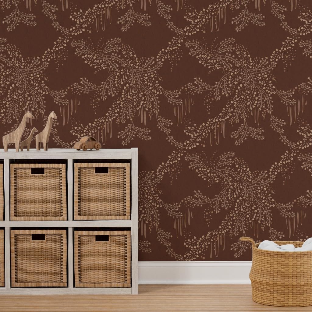 71mVVxNxAWL._AC_SL1024_.jpg Peel & Stick Wallpaper 12ft x 2ft - Autumn Branches Autumnal Fall Trees Elegant Rust Red Autumn Spice Mushrooms Forest Woodland Custom Removable Wallpaper by Spoonflower - Image 7