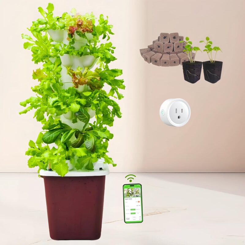 New!Hydroponics Growing System kit, Vertical hydroponic Garden ，Outdoor Indoor hydroponics Growing System，Lettuce Grow Tower,Pump System, Auto Timer, 30 Pods,Gardening Gift