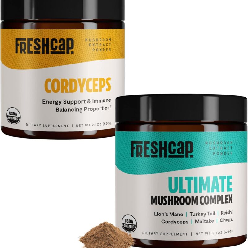 FreshCap Mushrooms Energy Bundle (Cordyceps Powder and Ultimate Mushroom Complex Powder)