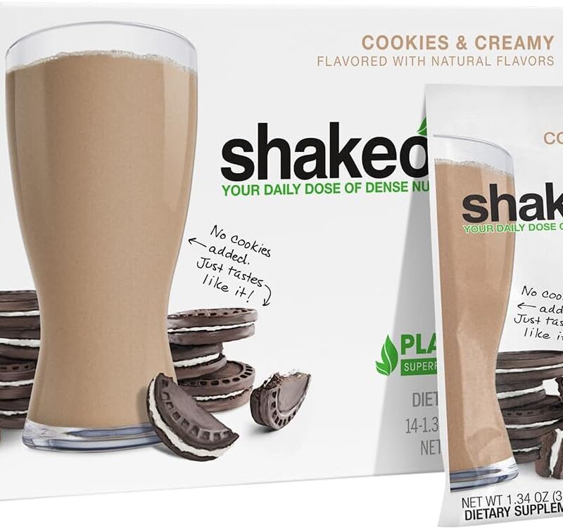 BODi Shakeology Plant-Based Vegan Protein Powder – Gluten-Free Superfood Shake with Vitamins & Minerals – Helps Support Healthy Weight Loss & Gut Health, Cookies and Creamy, 14 Individual Packets