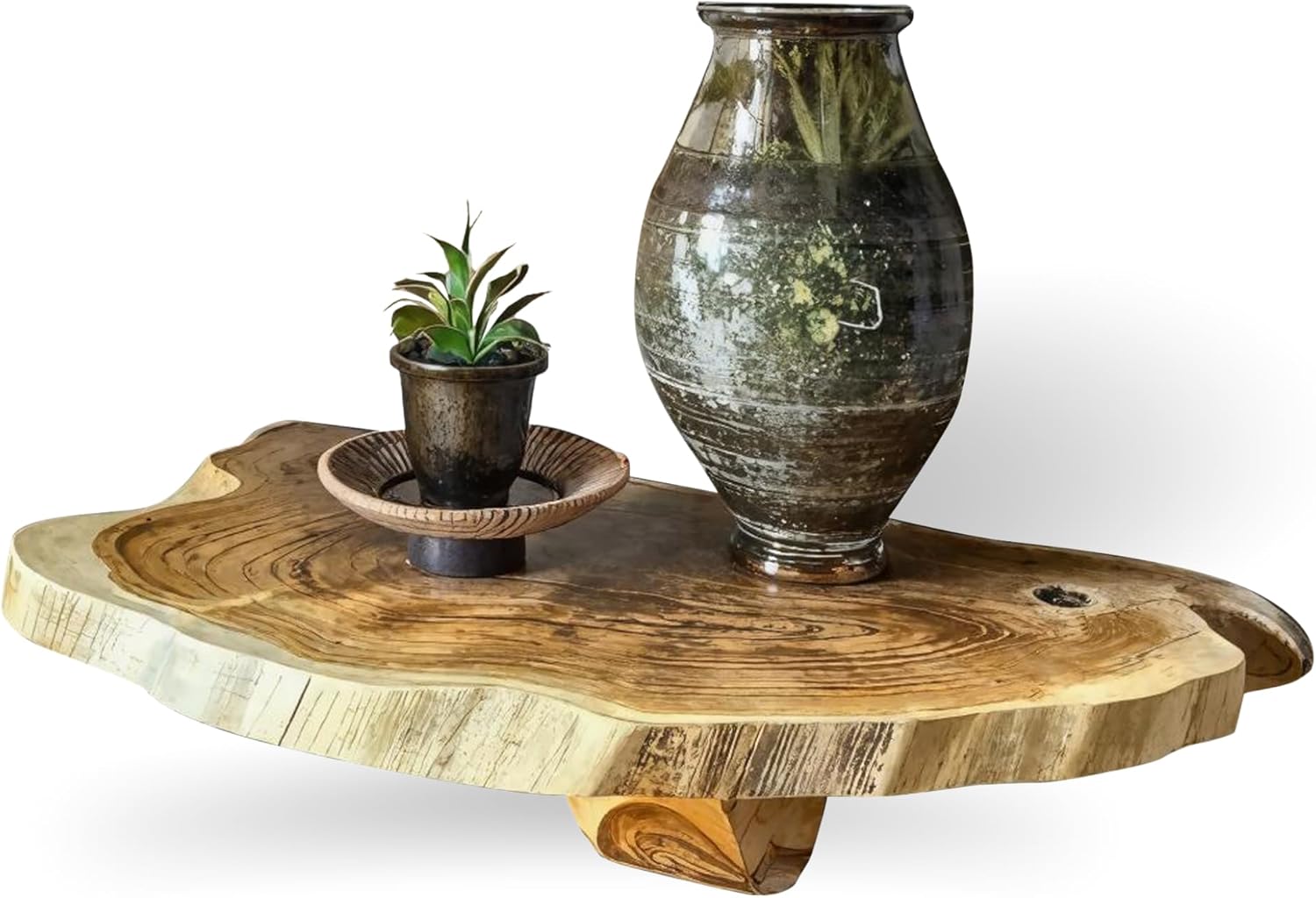 71q1Tu9dRlL._AC_SL1500_.jpg Live Edge Floating Shelves – Mushroom Shelf, Handcrafted Rustic Solid Wood, Heavy-Duty Hidden Brackets, Wall Mounted Decor (M4, 10" W x 8" D x 5" H, Medium Oak)