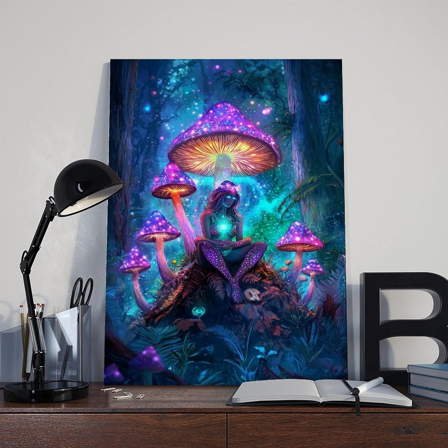 71sV5njShYL._AC_SL1500_.jpg XAHOR Mystical Mushroom Oracle Wall Art – Psychedelic Forest Witch Poster for Boho Decor Poster Canvas Artwork Prints Rustic Farmhouse Decorations for Living Room Bathroom Bedroom 24x36inch(60x90cm) - Image 8