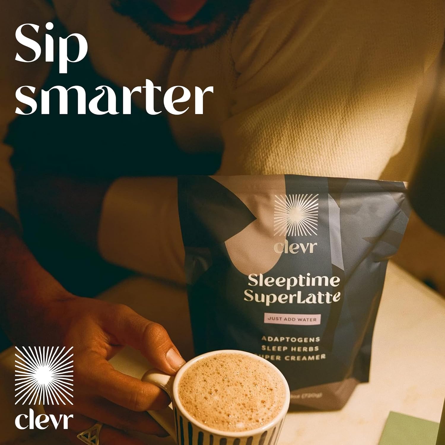 71sl8PYwNTL._SL1500_.jpg Clevr Blends Starter Kit - Oprah's Favorite Sleeptime and Chai Superlattes - Instant Latte Mixes - Evening Sleeptime Blend For Restful, Deep Sleep - Morning Chai Blend for Energy, Focus - includes Rechargeable Frother and Scoop - Image 7