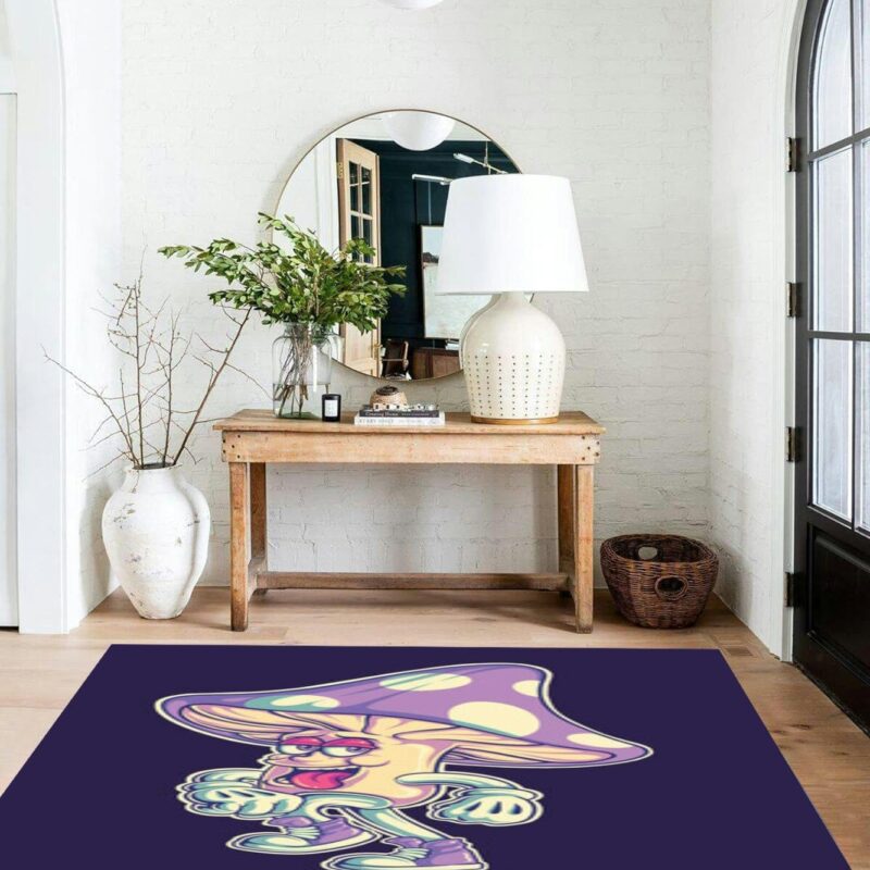 Magic Mushroom Cartoon Character 3x5 Rug Throw Rugs Entryway Indoor Front Door Mat Non Slip Bedside Area Rug for Bedroom Aesthetic Kitchen Carpet Machine Washable