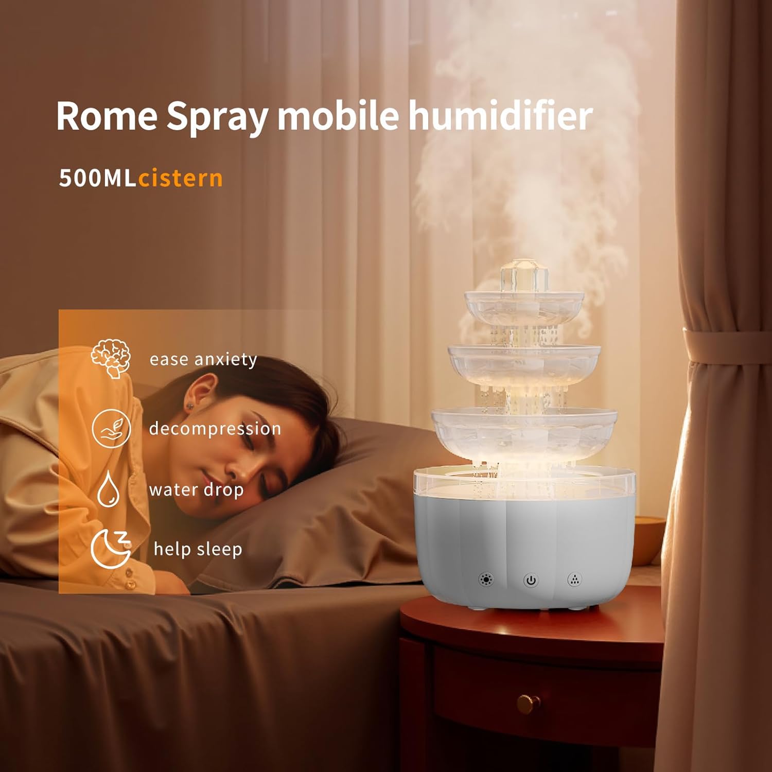 71v-8KnsZsL._AC_SL1500_.jpg Cloud Rain Humidifier for Bedroom with LED Mood Light & Essential oil Diffuser - Rain Sounds White Noise Diffuser Perfect for Bedroom, Office, and Relaxation (White) - Image 3