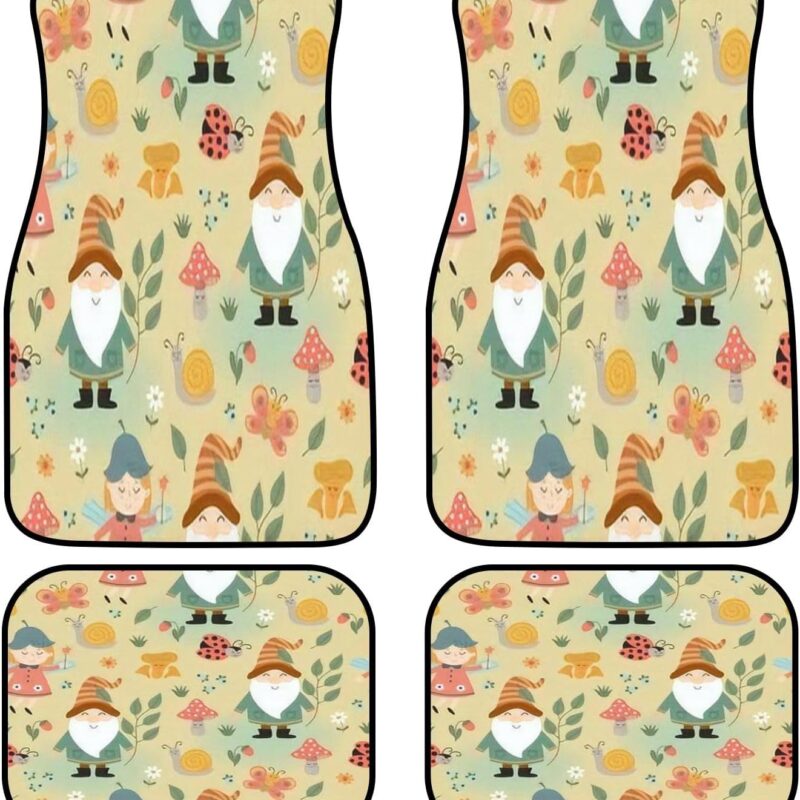 Ladybug Car Floor Mats Cute Fairy Mushrooms Car Decor All Weather Floor Mats for Cars Soft Rubber Backed Non-Slip Carpet Waterproof Auto Accessories Set of 4