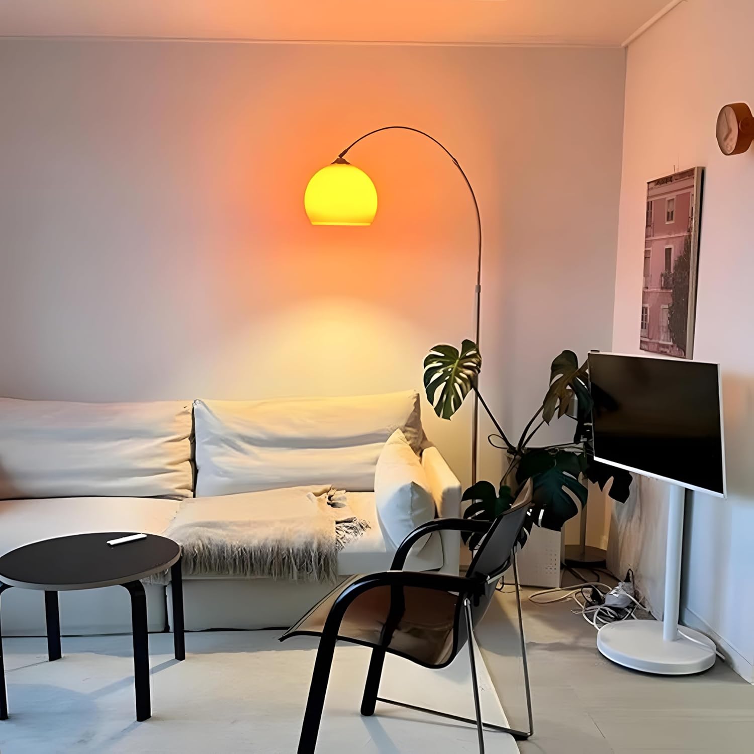 71w9oY57eL._AC_SL1500_.jpg Nordic Simple Floor Lamp with Orange Acrylic Shade, Arc Reading Lamp for Living Room, Study Room&Bedroom Beside,Creative Orange Standing Lamps for Ambient Lighting - Image 4