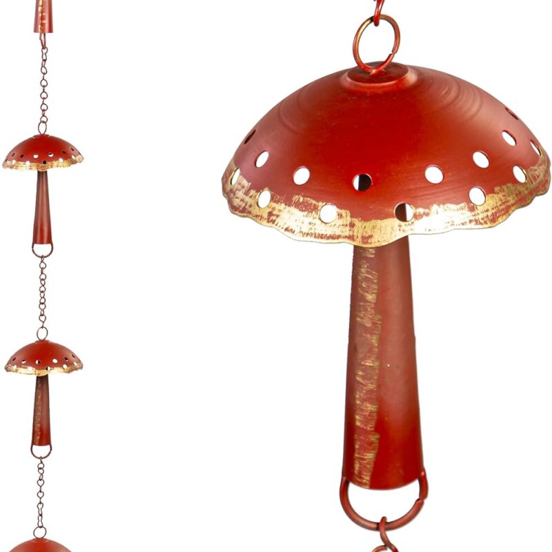 71xC5AIH5HL._AC_SL1500_.jpg Evergreen Garden 6 Ft Rain Chain Outdoor Downspout Alternative – Red Mushroom Gutter Decoration for Porch, Yard, or Patio – Rustic Copper Look Water Feature for Home or Garden Decor