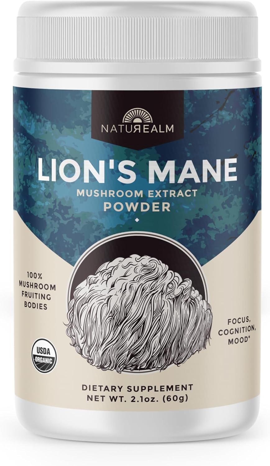 71xDfO8GNL._AC_SL1500_.jpg Naturealm Lion's Mane Brain Support Bundle - Organic Mushroom Powder 60 Servings + Handheld Frother | Focus Memory Mental Clarity | Complete Cognitive Wellness Set - Image 2