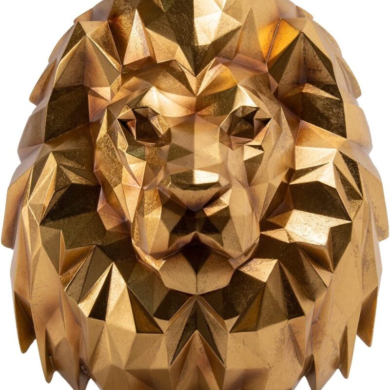 Guichifun Gold Lion Head Wall Hanging - 14.3 IN Resin Lion Decor Wall Sculpture Vintage Animal Wall Decor for Wild Animal Lovers