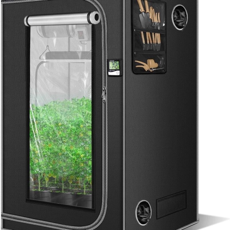 SNIGJAT 4x4 Grow Tent, 48"x48"x80" Grow Tent for Indoor Hydroponic Growing with High Reflective 600D Oxford Fabric, Observation Window, Removable Waterproof Tray for Fruit, Flowers, and Vegetables