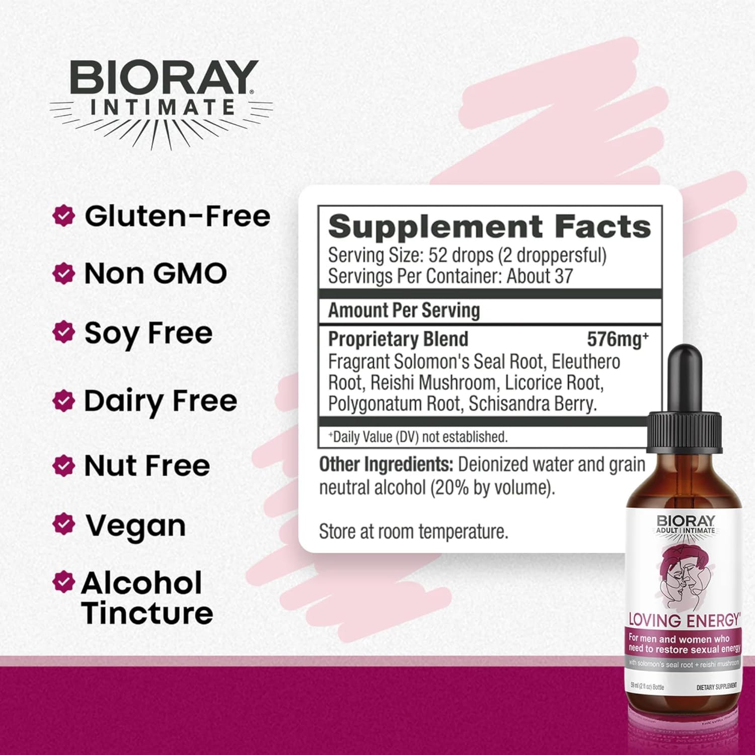 810WOr3HGOL._AC_SL1500_.jpg BIORAY Intimate Loving Energy - 2 fl oz - with Medicinal Mushrooms - Non-GMO, Vegan, Gluten Free - Image 2