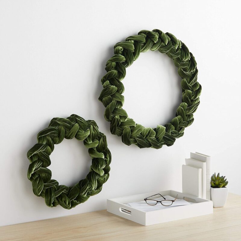 Olive Velvet Wreath for Inside, Olive Green Decor, August Birthday Gift for Her, Jewel Tone Wall Decor, Aesthetic Apartment Decor, New Home (Olive)